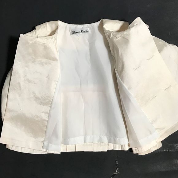 Sarah Louise Jacket, Cream Taffeta, Double Breasted, Pleats on Back, Bow - Picture 5 of 10